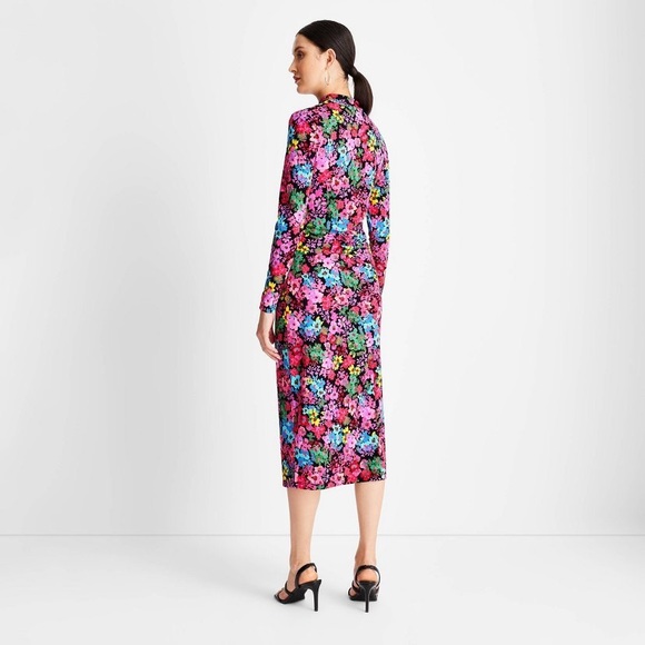 XXS 🔖 FUTURE COLLECTIVE Floral Long Sleeve Mock Neck Dress Kahlana Barfie… - Picture 9 of 12